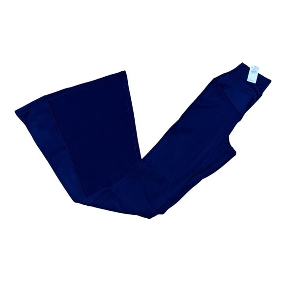 Aerie Offline Real Me Super Flare Crossover Waist Leggings Sz Small Short Navy - Picture 9 of 16